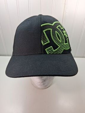 DC Shoes Black Cap with Neon Green Logo Sz L